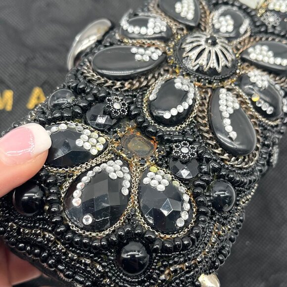Mary Frances Sublime Black Beaded & Jeweled Embellished Clutch - Picture 11 of 12